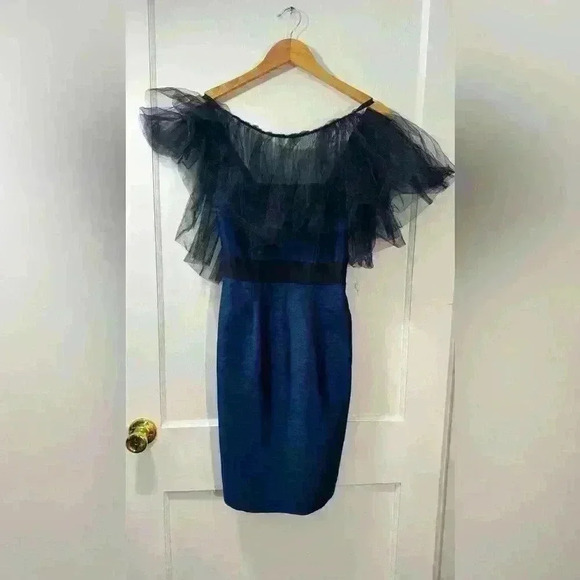 BCBG Max Zaria Taffeta Tule Cocktail Dress - Picture 1 of 5